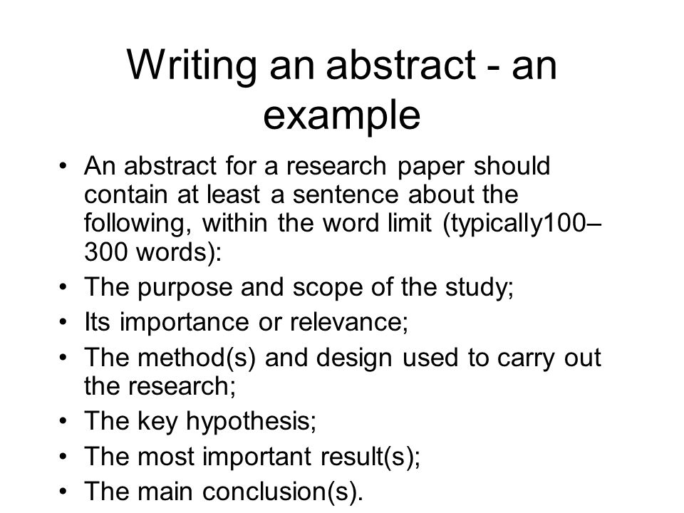 Writing An Abstract For A Paper